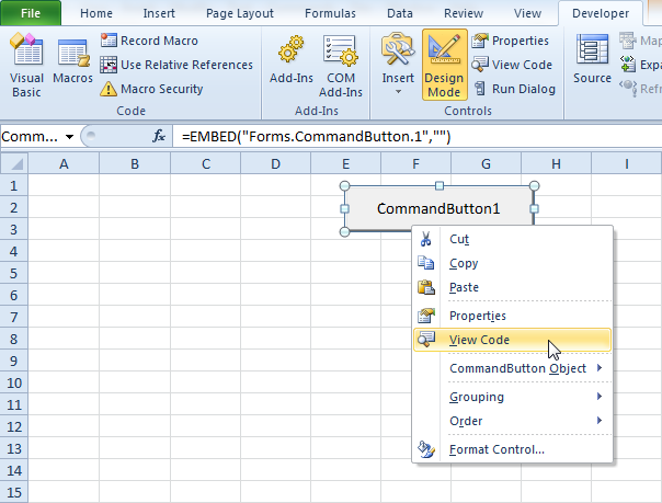visual basic commands in excel